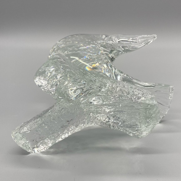 Dove bird on log clear blown glass open spread wings, controlled bubbles EUC - Picture 6 of 8